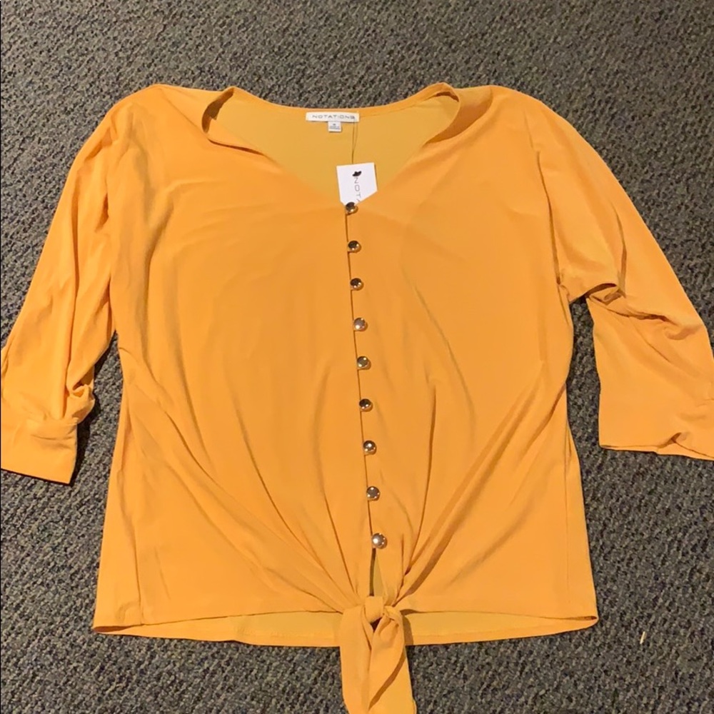 Notations NWT top size medium yellow button up